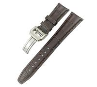 21Mm 22Mm Curved End Genuine Cow Leather Watchband Replacement for Portugieser Pilot's Watches Folding Buckle Watch Strap/Brown 2/22Mm