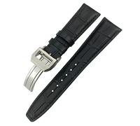 21Mm 22Mm Curved End Genuine Cow Leather Watchband Replacement for Portugieser Pilot's Watches Folding Buckle Watch Strap/Brown 2/22Mm