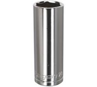 21mm Chrome Plated Deep Drive Socket - Durable 1/2 Inch Carbon Steel Tool