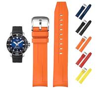 21mm FKM Rubber Band For Tissot Seastar 1000 Powermatic 80 T120407A, Replacement Curved End Watch Band For Tissot Seastar 1000 Watches (Orange, 21mm)