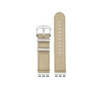 21mm Modified Metal steel adapter waterproof watch strap Compatible With Swatch yvs400 yvs420 yvs451 454 nylon watchband men Bracelet Belt(A3 khaki silver)