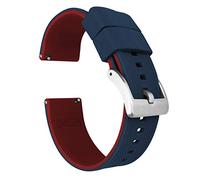 21mm Navy Blue/Crimson Red - BARTON Elite Silicone Watch Bands - Quick Release - Choose Strap Color & Width