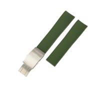 21mm Rubber Strap Compatible With Longines HydroConquest L3.642 .742 Green Deployment Clasp Diving Men's Replacement Watch Band