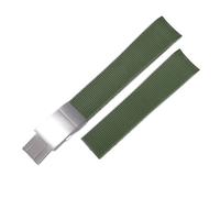 21mm Silicone Rubber Watchband Compatible With Longines Hydroconquest L3 Conquest Sports Diving Watch Strap Black Blue Green(A-Green silver)