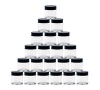 21pcs 10 Gram 10ml Jars, Sample Pots, Mini Jars With Lids, Clear Round Plastic Jar With 2 Mini Spatulas For Various Cosmetic Products, Samples， Eye Shadow Lip Balm, and Nail Powder