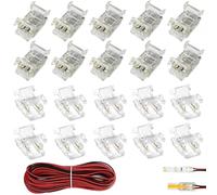 21PCS 2 Pin 8mm COB LED Strip Light Connectors with 16.4ft Extension Cable, 22 AWG Stable Connection Wire Connectors Adapter, Connection for 8mm Width COB/SMD LED Strips Lights(2 Types of Connector)