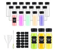 21pcs 2oz/60ml Mini Juice Bottles, Reusable Plastic Bottles with Lids Sensory Bottles, Small Empty Bottless Ginger Shot Bottless Bulk Beverage Containers Shot Bottle for Juice Milk Smoothie Water