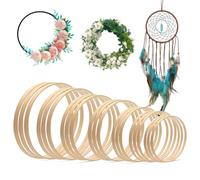 21PCS Bamboo Wooden Wreath Rings, 7 Sizes Bamboo Floral Hoop Dream Catcher Hoops Macrame Wooden Hoops for Craft DIY Garland Deco (8/10/13/15/17/18/20cm)