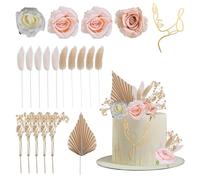 21pcs Boho Cake Decoration - Acrylic Minimalist Art Lady Face Cake Topper Vintage Artificial Rose Flower Leaves Décor for Wedding Bridal Shower Birthday Party, Mothers Day Unique Gifts Day