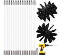 21Pcs Chimney Sweep Kit, Cleaning Brush Includes Chimney Cleaning Tool with 18 Nylon Flexible Rods and 2 Brush Heads A Hexagonal Rod for Hearth Fireplace Flue Fireplace Sewage Pipe Fume Hood