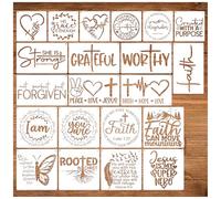 21pcs Christian Stencils for Crafts Reusable Motivational Bible Verse Template Drawing Religious Stencils for Painting on Wood Sign Fabric Canvas DIY Crafts Office Home Decoration(bible21)