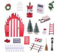 21Pcs Christmas Fairy Doors Miniature Set - Enchanted Wooden Elf Door Decor Kit with Accessories for DIY Dollhouse, Xmas Tree, Home & Party Decoration