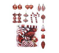 21Pcs Christmas Tree Decorations Christmas Baubles Ball Ornaments Decorative Balls Shatterproof Baubles Hanging Decorations For Xmas Tree Holiday Wedding Party (16, Red)