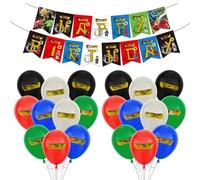 21Pcs Cute Ninja Birthday Decorations, 1Pcs Happy Birthday Banner and 20Pcs Balloons, Cartoon Theme Party Latex Balloons For Kids Girls Boys Party Decoration Supplies