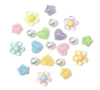 21Pcs Flower Shoes Charms, Colorful Sequins Star & Pearl Charms for Crocs, Shoe Decorations Charm for Sandals & Clog, Birthday Party Favors and Gifts