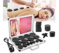 21Pcs Hot Stones Massage Kit with Heater, Portable Electric Hot Stone Massage Kit, Hot Rocks Basalt Massage Stones Set Warmer Kit for Home Spa, Warming, Relaxing,Body Slimming, Metabolism Improvement