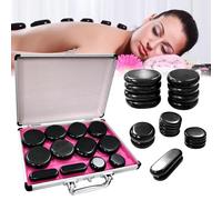 21pcs Hot Stones Massage Kit with Heater, Portable Electric Hot Stones Set with Heating Box, Hot Massage Stones Made of Basalt, for Massage, Relaxation, SPA