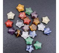 21Pcs Natural Crystal Stone Star Shape Loose Beads Gemstone Handmade DIY Jewelry Making Accessories 10mm,Mixed Stone 21pcs