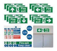 21PCS Premium Exit Sign Kit with Arrows (Right, Left, Up, Down Arrow), Compliant Emergency Signs, Door Keep Shut, Keep Clear Labels and Self-Adhesive Vinyl Stickers for Indoor(COLOR:Green)