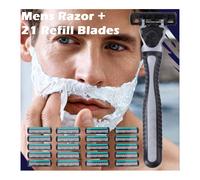 21Pcs Razor Blades Mens Shaving Shave Everyday Use Hygiene 3 Blades Disposable