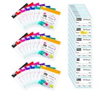21pcs Reusable Pill Pouch Bags with 98 Tags - Travel Pill Organizer with Zippered Transparent Self-Sealing Design, 3x3 Inch Silicone Seal & EVA Material, 7 Color Mini Ziplock Pill Bags