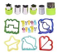 21pcs Sandwich Cutters for Children, Sandwich Cutters Set for Kids, Bread Sandwich Cutter, Cookie Cutters, Vegetable Cookie Cutters with Comfort Grip, Stainless Steel Fruit Shape Cutters, for Baking