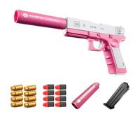 21pcs soft bullet toy gun set, Glock foam toy gun, with pop-out magazine and soft bullets, shells, suitable for safe training or play, unisex, unique gift (Pink and white)