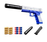 21pcs soft bullet toy gun set, Glock foam toy gun, with pop-out magazine and soft bullets, shells, suitable for safe training or play, unisex, unique gift (Blue and white)