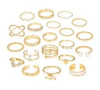 21Pcs Vintage Gold Knuckle Ring Set for Women, Stackable Joint Finger Rings Knuckle Joint Thumb Rings Heart Pearl Open Rings Set for Women Teen Girls (Golden 1)