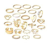 21Pcs Vintage Gold Knuckle Ring Set for Women, Stackable Joint Finger Rings Knuckle Joint Thumb Rings Heart Pearl Open Rings Set for Women Teen Girls (Golden 6)