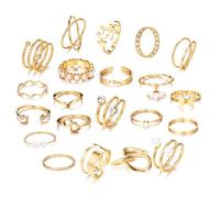 21Pcs Vintage Gold Knuckle Ring Set for Women, Stackable Joint Finger Rings Knuckle Joint Thumb Rings Heart Pearl Open Rings Set for Women Teen Girls (Golden 4)