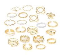 21Pcs Vintage Gold Knuckle Ring Set for Women, Stackable Joint Finger Rings Knuckle Joint Thumb Rings Heart Pearl Open Rings Set for Women Teen Girls (Golden 2)