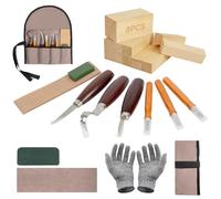 21PCS Woodworking Tools Set, Wood Whittling Kit for DIY Lovers Beginners, Including Basswood Blocks, PU Storage Bag (21PCS)
