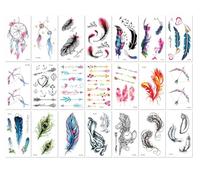 21sheets Fresh And Cute Feather Temporary Tattoo Stickers, Personalized Colorful Butterfly And Arrow Tattoo Stickers.