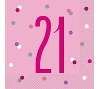 21st Age 21 Happy Birthday Pink Paper Disposable Napkins Napkin Party Tableware Eco Friendly UP
