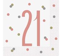 21st Age 21 Happy Birthday Rose Gold Paper Disposable Napkins Napkin Party Tableware Eco Friendly UP