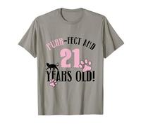 21st Birthday 21 Years Old Cat Mom Cat Lover Birthday T-Shirt