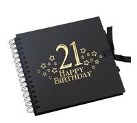 21st Birthday Black Scrapbook, Guest Book Or Photo album With Gold Script