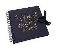 21st Birthday Black Scrapbook Photo album With Gold Script Present Design