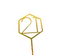 21st Birthday Cake Topper, Gold Acrylic Cake decorations Cheers to 21 Years Old, for 21st Birthday Wedding Anniversary Party