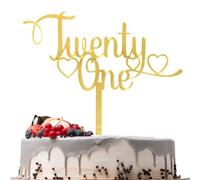 21st Birthday Cake Topper, Gold Acrylic Twenty One Cake Topper, 21st Birthday Decorations for Her, Personalised Happy Birthdays Glitter Cakes Toppers, Party Decor Supplies