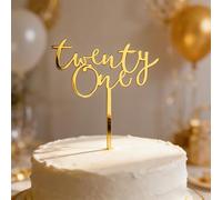 21st Birthday Cake Topper Gold - Twenty One Thick Acrylic Cake Decoration - Durable Number Topper with Secure Packaging for 21st Party Supplies.