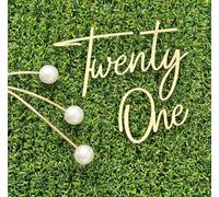 21st Birthday Cake Topper Twenty One Acrylic Script Cake Decoration Elegant Modern Laser Cut Design (Gold Mirror Acryl)