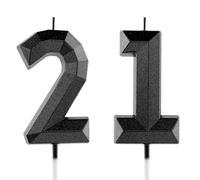 21st Birthday Candle Black Number 21 Candles 3D Design Cake Topper Decorations Happy Birthday Candle for Women Men Wedding Anniversary Celebrations Party Supplies