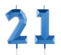 21st Birthday Candle Blue Number 21 Candles 3D Design Cake Topper Decorations Happy Birthday Candle for Women Men Wedding Anniversary Celebrations Party Supplies