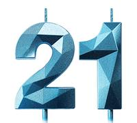 21st Birthday Candles for Cakes Number Candles Blue Cake Candles for Anniversary Birthday Party Decorations Cake Toppers 21st Birthday Cake Candles