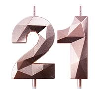 21st Birthday Candles for Cakes Number Candles Rose Gold Cake Candles for Anniversary Birthday Party Decorations Cake Toppers 21st Birthday Cake Candles
