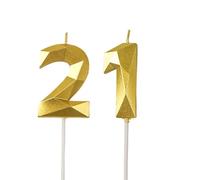 21st Birthday Candles, Gold Number 21 Candle, Cake Topper Decorations for Birthday Party, Wedding, and Anniversary Celebration Supplies