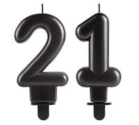 21st Birthday Candles Numbers Black Matte 3D Designed for Cake Topper Decor Candle Happy Birthday for Her Him Party Anniversary Wedding Decorations Supplies