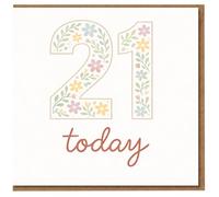 21st Birthday Card - '21 Today' Pastel Floral Numbers, Elegant Minimal Design, Milestone Birthday Greeting Card